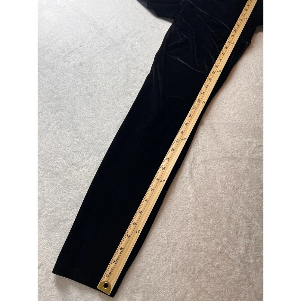 J.Crew Black Velvet Velour Leggings Women’s Large Stretch Pull On Pants
